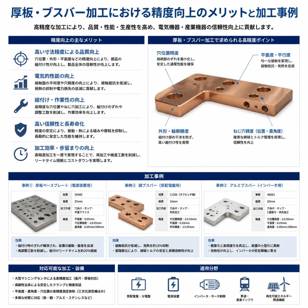2. 加工精度の向上: 厚板とブスバー加工の特徴