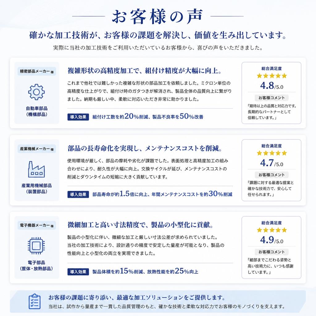 お客様の声 - 信頼の証