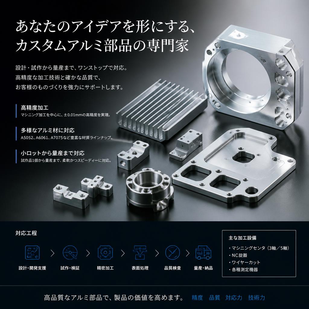あなたのアイデアを形にする、カスタムアルミ部品の専門家