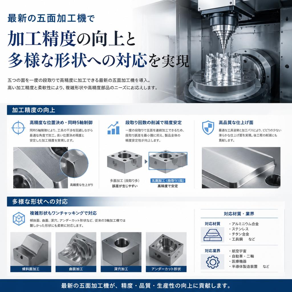 五面加工機による精密な加工