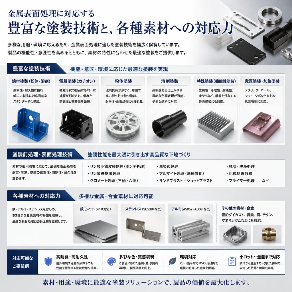 多彩な素材と対応可能な塗装技術