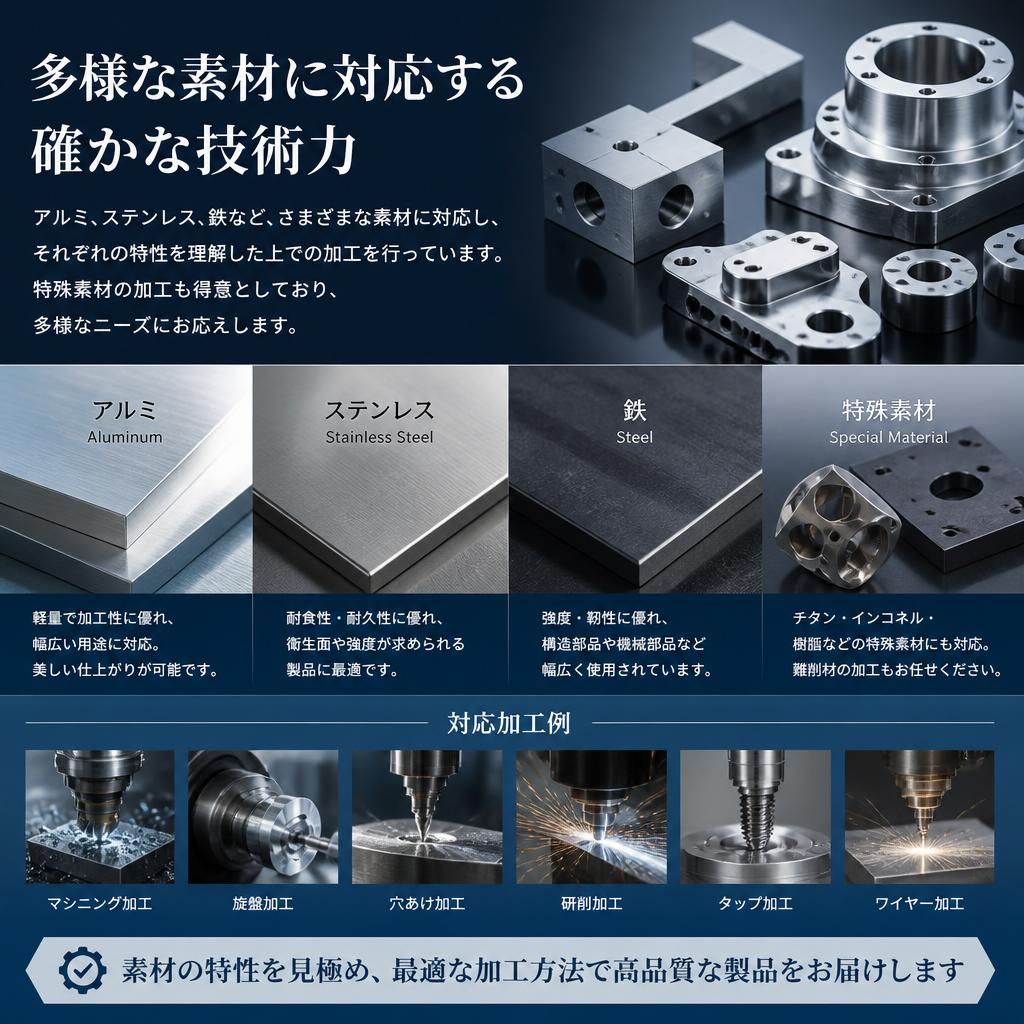 豊富な素材取り扱い