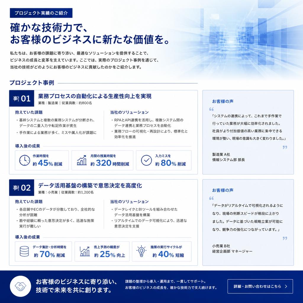 事例紹介：成功事例とお客様の声