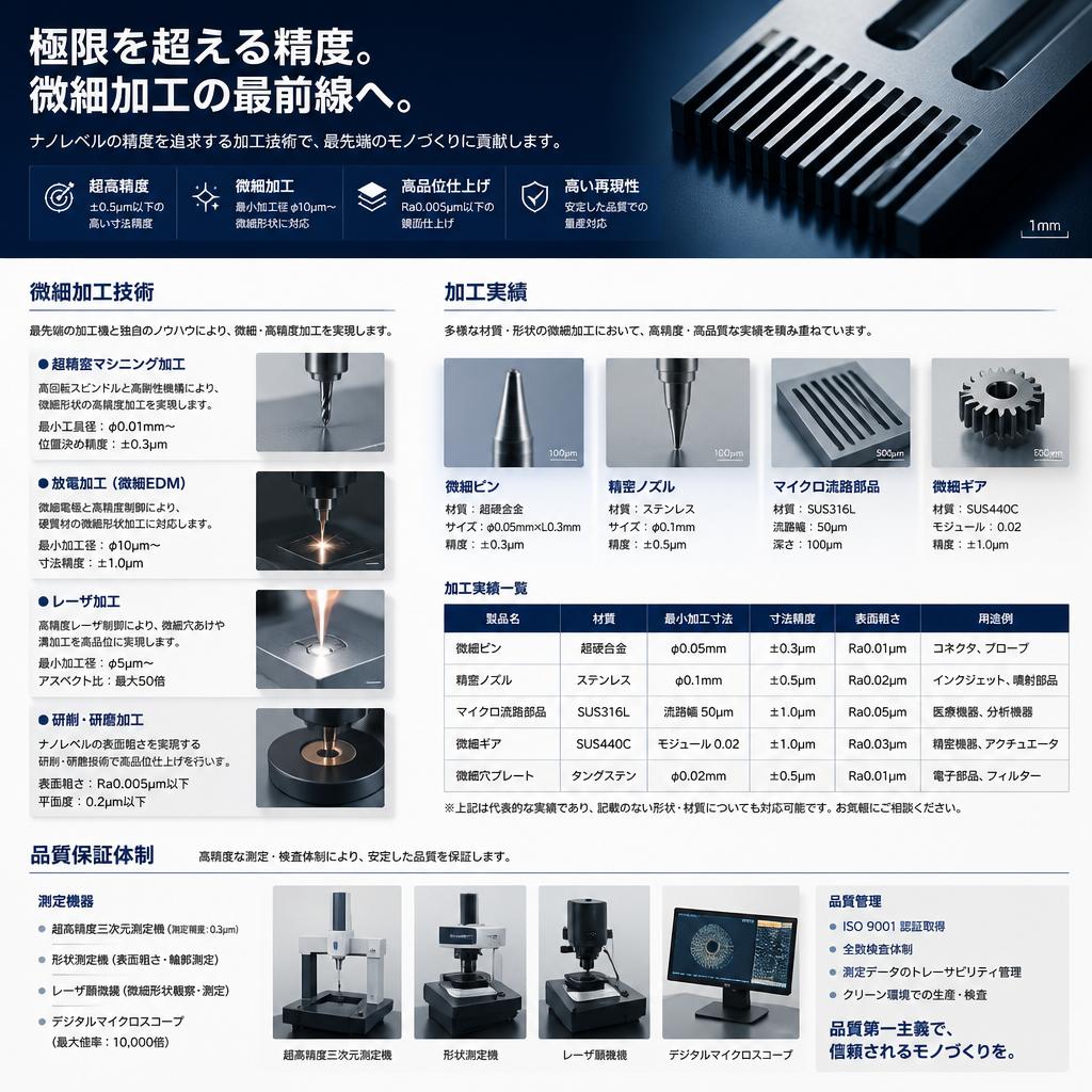 微細加工に対応する技術力
