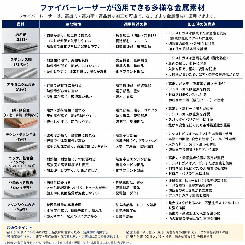 5. 適用可能な素材とその特性